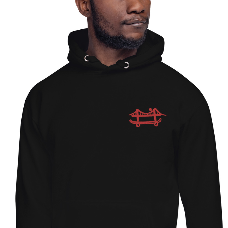 Front Logo Black Fleece Hoodie